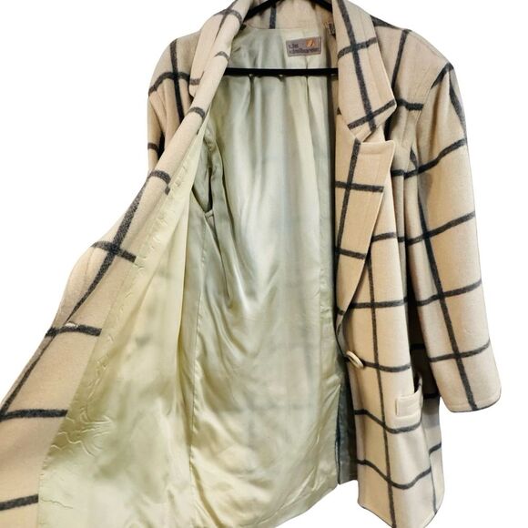 Vintage 1980’s Liz Claiborne Wool Windowpane Coat Blazer Jacket 10 - Picture 5 of 10